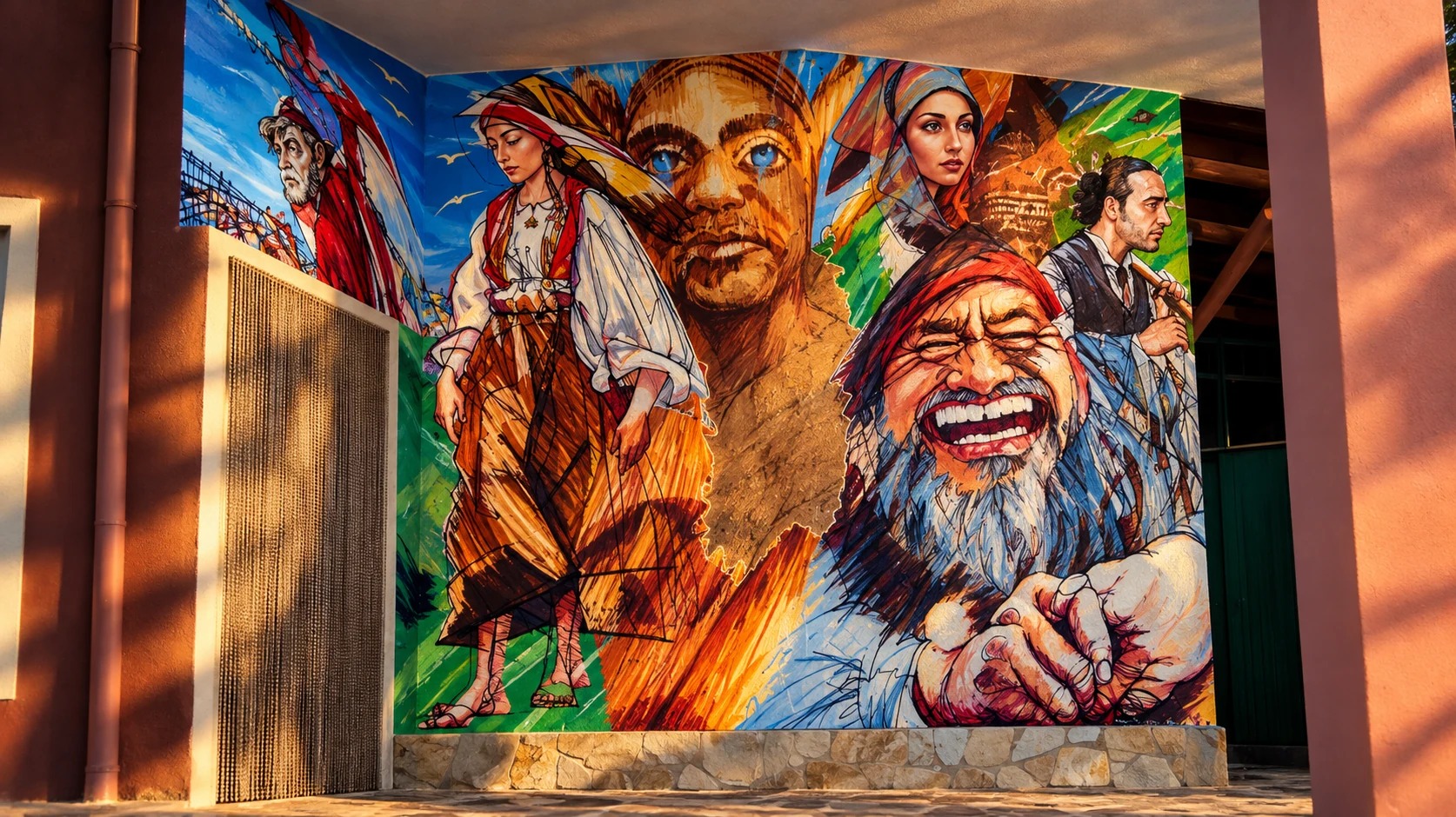 Murale dedicato alle tradizioni della Sardegna